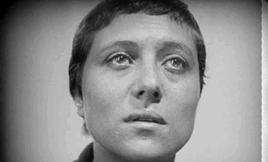 Close-up of Joan from the 1928 film "The Passion of Joan of Arc"